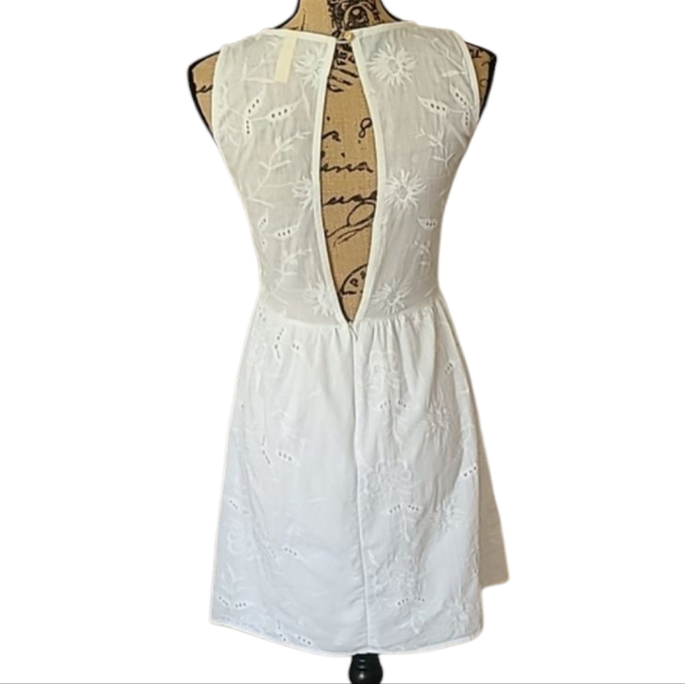 Bee Stitched x Francesca's Open Back White Eyelet Mini Dress